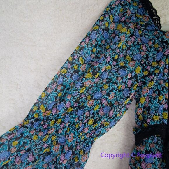 New! Free People Pennie Floral Print Ruffle Long Sleeve Mini Dress, size XS - Picture 12 of 16